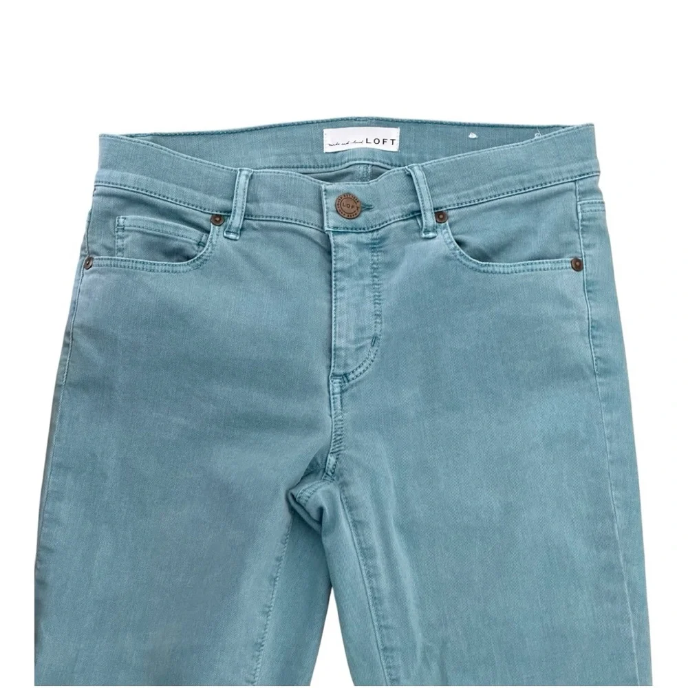 LOFT Size 26/2 Dusty Teal Modern Skinny Mid-Rise 5 Pocket Jeans NWOT - Picture 3 of 7
